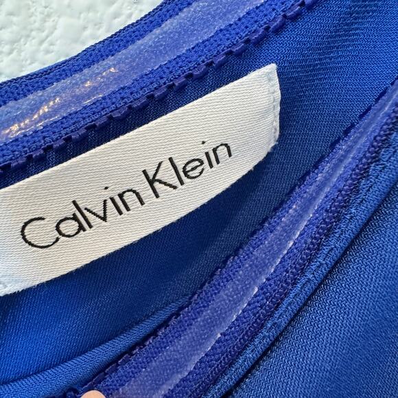 Calvin Klein Royal Blue Draped One Shoulder Classic Asymmetric Gown Size 6 - Picture 8 of 10